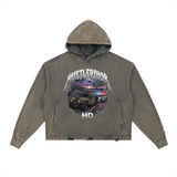 Vintage Washed Frayed-Hem Hoodie