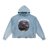 Vintage Washed Frayed-Hem Hoodie
