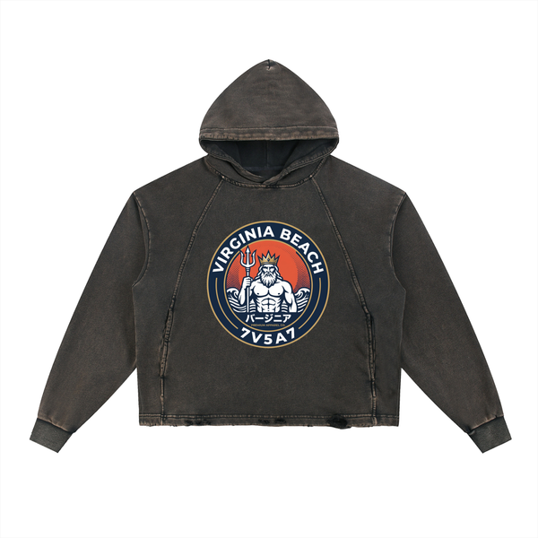 Vintage Washed Frayed-Hem Hoodie