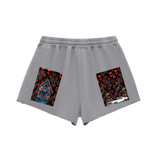 Snow Washed Raw Edge Drawstring Shorts