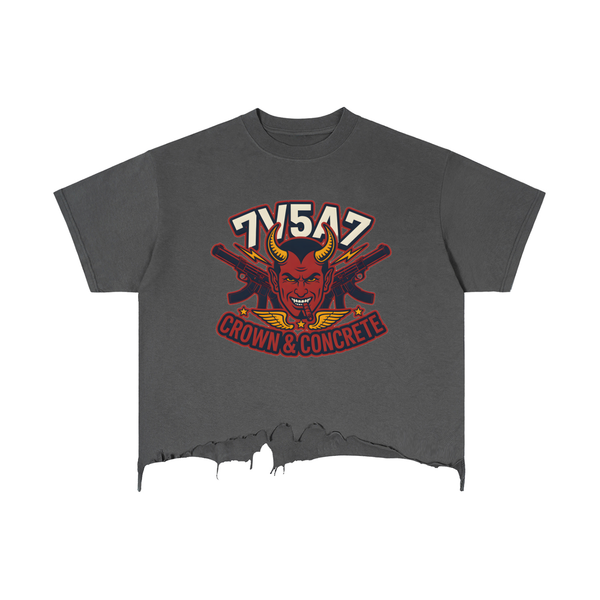 Vintage Wash Boxy Distressed Hem T-Shirt
