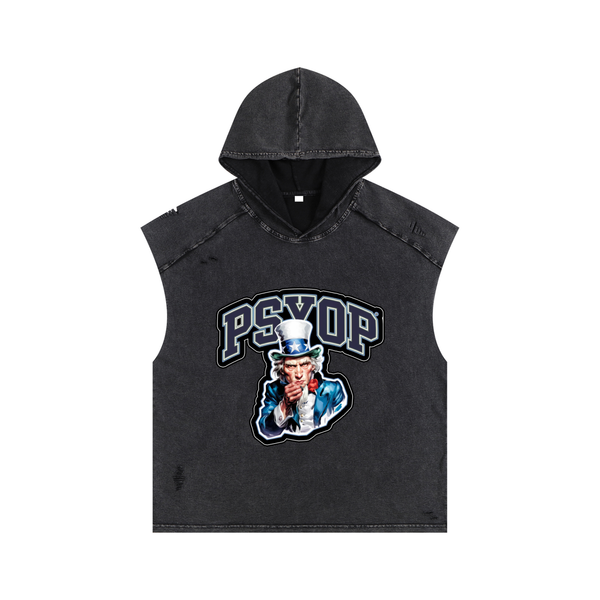 Snow Washed Boxy Hooded Tank Top