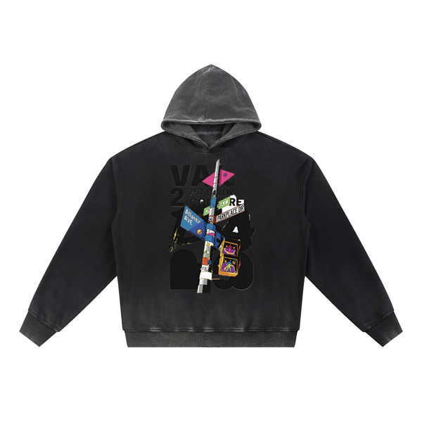 Vintage Washed Gradient Fleece Hoodie