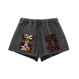 Snow Washed Raw Edge Drawstring Shorts