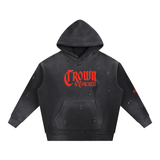 Vintage Washed Frayed Fleece Hoodie