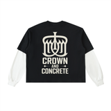 Layered Contrast Sleeve Cotton T-Shirt