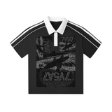 Contrast Collar Short-Sleeve Polo Shirt