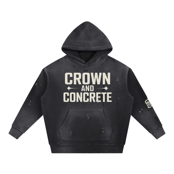 Vintage Washed Frayed Fleece Hoodie