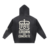 Vintage Washed Frayed Fleece Hoodie